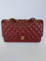 Chanel Medium Classic Quilted Flap Iridescent Burgundy Caviar GHW