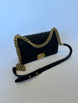 Chanel Boy Bag Medium In Black Lambskin GHW