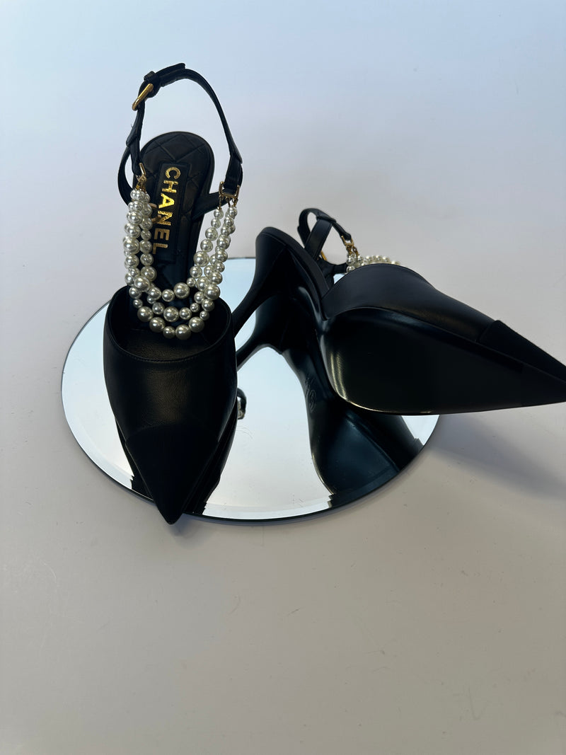 Chanel Pearl Slingbacks Pumps (Size 39 /UK 6)