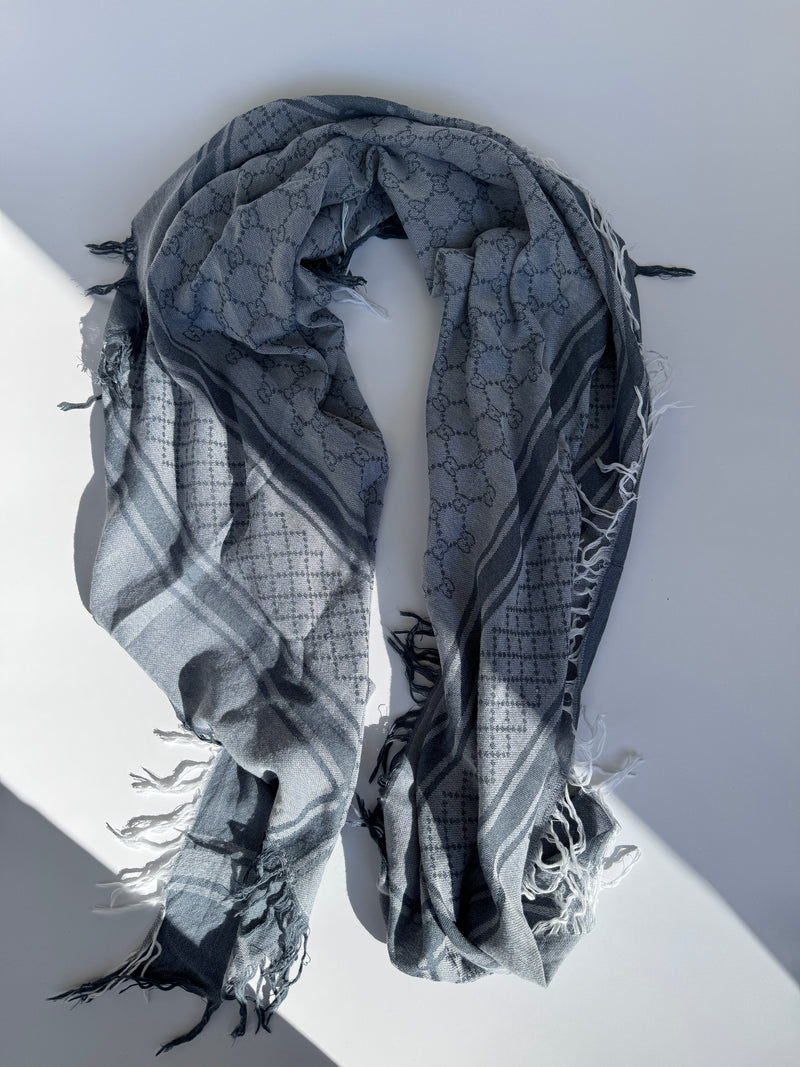 Gucci Grey Monogram Scarf