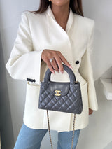 Chanel Mini Kelly Bag In Grey Calfskin GHW