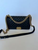 Chanel Boy Bag Medium In Black Lambskin GHW