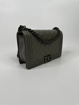 Chanel Boy Bag Medium In Grey Lambskin RHW