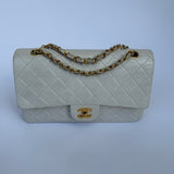 Chanel Medium Vintage Classic Flap In White Lambskin GHW