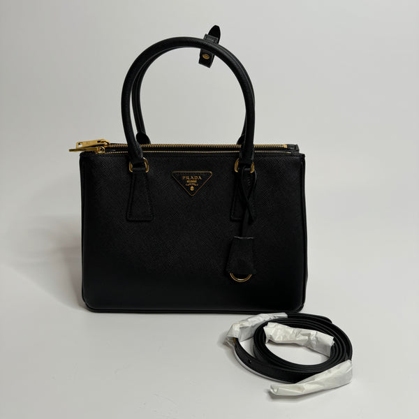 Prada Medium Galleria Tote In Black Saffiano Leather