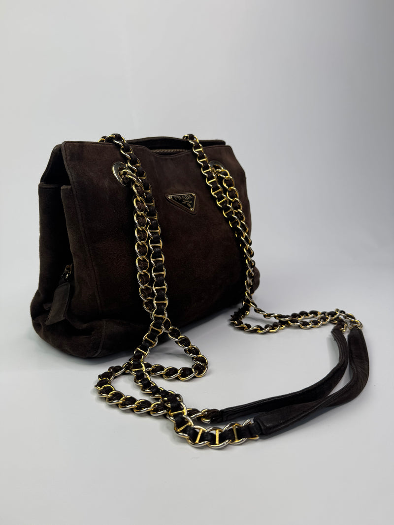 Prada Dual Handle Chain Tote Bag