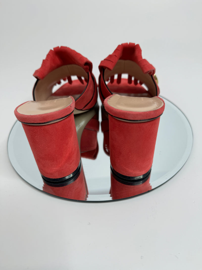 Gucci GG Marmont Fringe Heeled Mules (Size 37.5/UK 4.5)