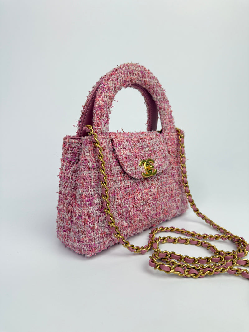 Chanel Mini Kelly Bag In Pink Tweed GHW