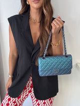 Chanel Medium Classic Flap In Iridescent Turquoise Lambskin SHW