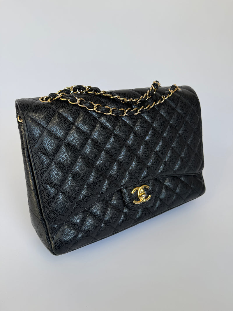 Chanel Maxi Classic Double Flap In Black Caviar GHW