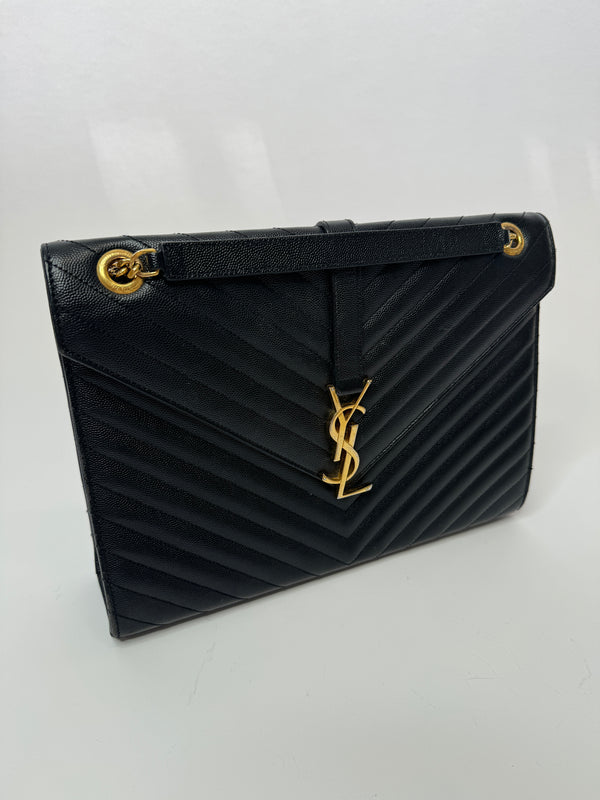 Saint Laurent Large Envelope Bag in Black GHW