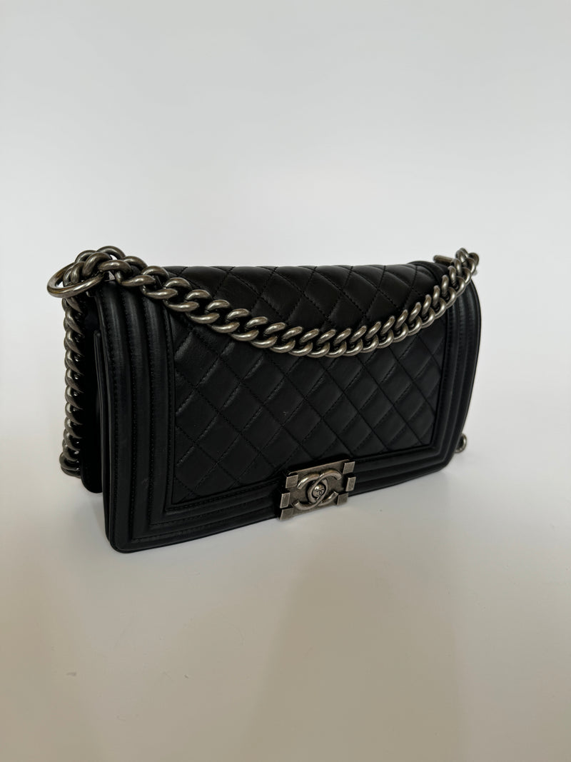 Chanel Medium Boy Bag Black Lambskin RHW