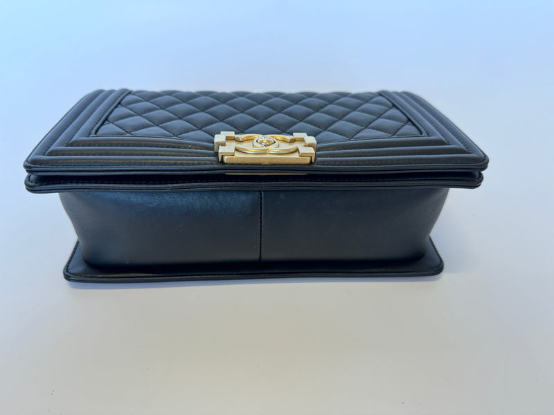 Chanel Boy Bag Medium In Black Lambskin GHW