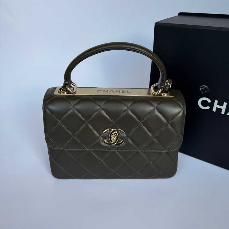 Chanel Trendy Small  In Khaki Lambskin Leather GHW