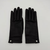 Chanel Black Leather CC Diamanté Gloves