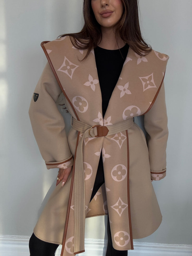 Louis Vuitton Belted Double Face Hooded Wrap Coat  (Size FR44/ UK16)