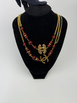 Chanel Beaded Gold Embellished CC Necklace