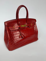 Hermès Birkin 35 Rouge H Niloticus Crocodile GHW