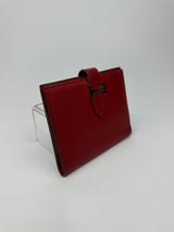 Hermès Bearn Compact Wallet In Red Epsom PHW