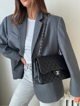 Chanel Black Lambskin Jumbo Classic Double Flap SHW