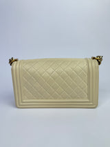 Chanel Boy Bag Medium In Cream Lambskin GHW