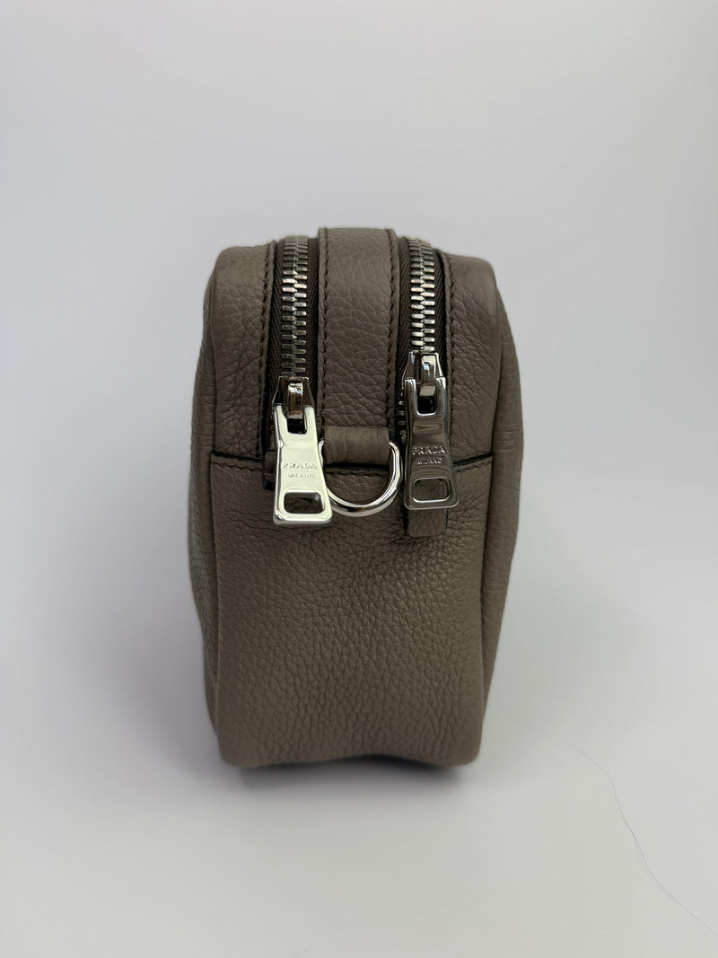 Prada Grey Saffiano Leather Crossbody Bag