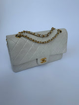 Chanel Medium Vintage Classic Flap In White Lambskin GHW