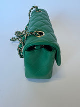 Chanel Mini Rectangle Flap Bag In Green Lambskin PGHW