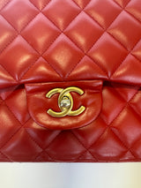 Chanel Jumbo Classic In Red Lambskin GHW