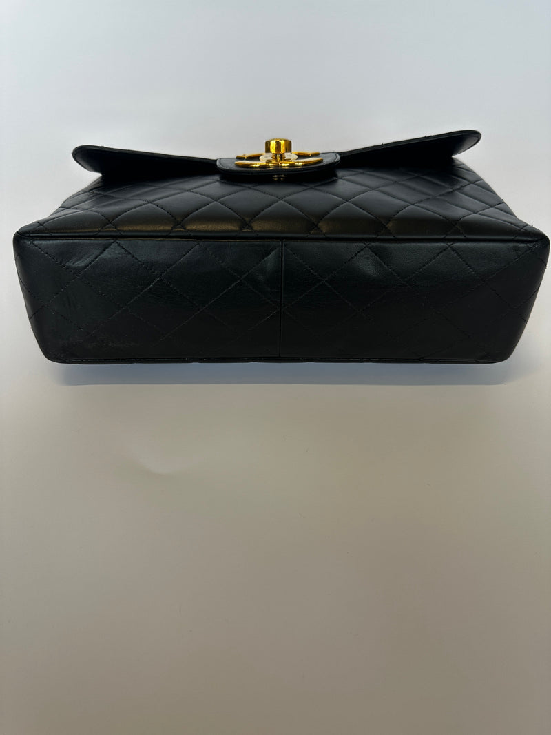 Chanel Vintage XL Maxi Flap Bag In Black Lambskin