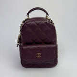 Chanel Quilted CC Mini Classic Backpack In Burgundy With PGHW