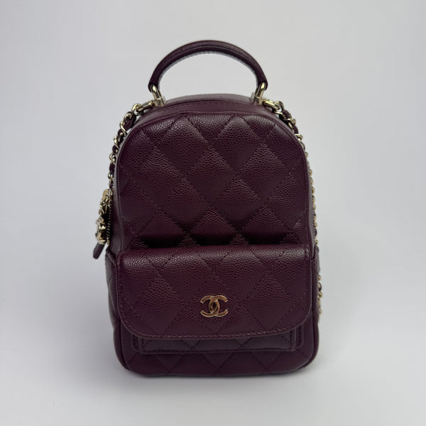 Chanel Quilted CC Mini Classic Backpack In Burgundy With PGHW