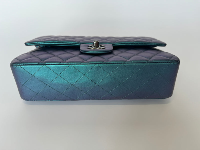 Chanel Medium Classic Flap In Iridescent Turquoise Lambskin SHW