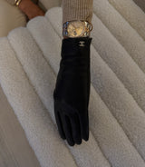 Chanel Black Leather CC Diamanté Gloves