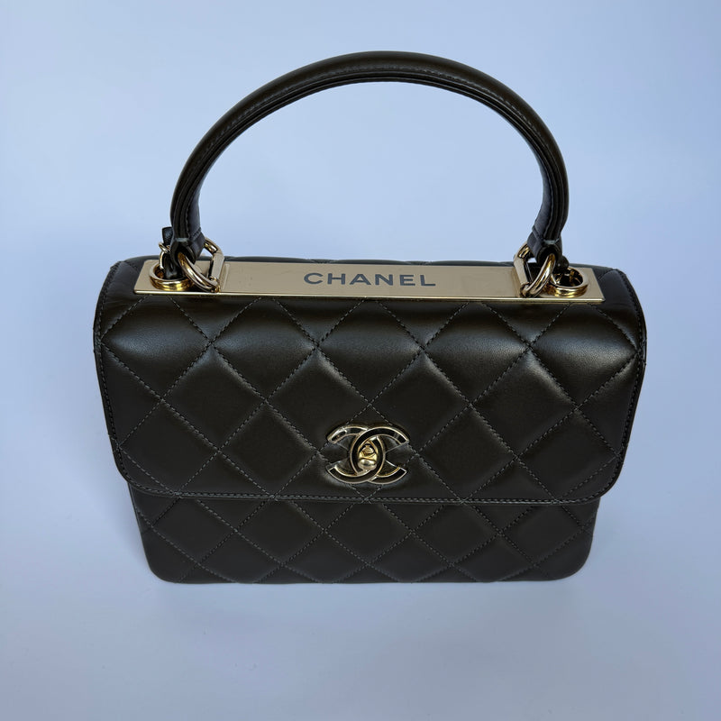 Chanel Trendy Small  In Khaki Lambskin Leather GHW