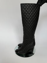 Chanel Diamond Quilted Knee Boots (Size 37.5/UK4.5)