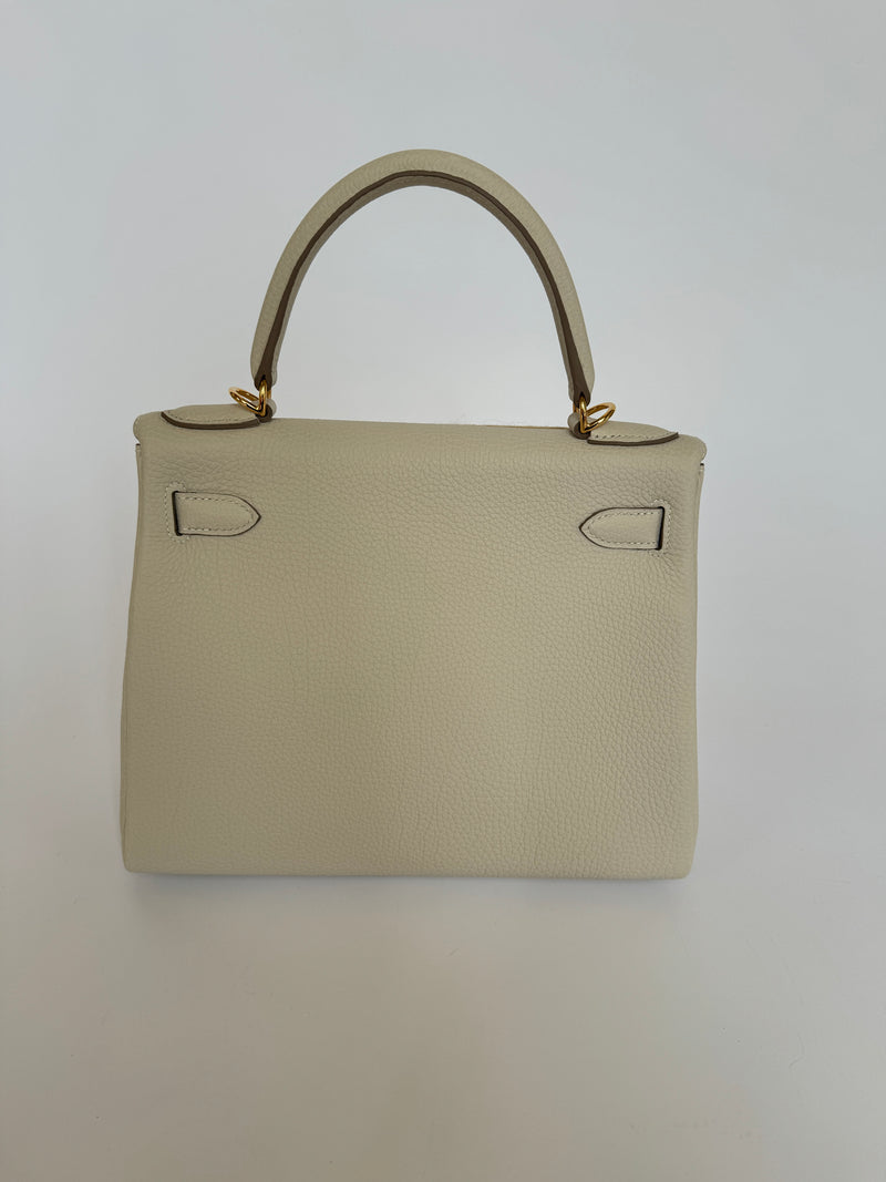 Hermès Kelly 28 In Craie Togo Leather GHW