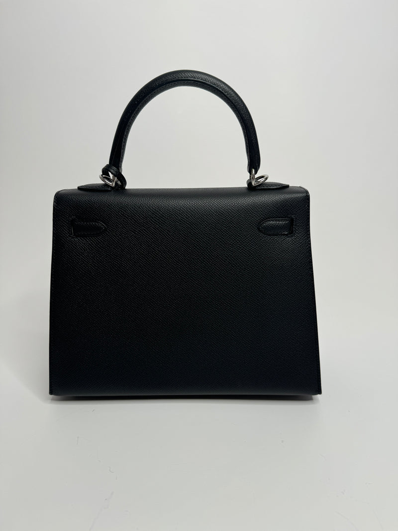 Hermès Kelly 25 In Noir Sellier Epsom With Palladium Hardware