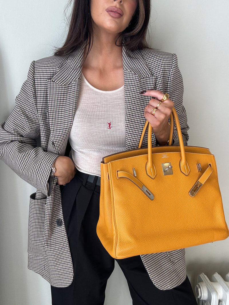 Hermès Birkin 35 Mustard Clemence With PHW