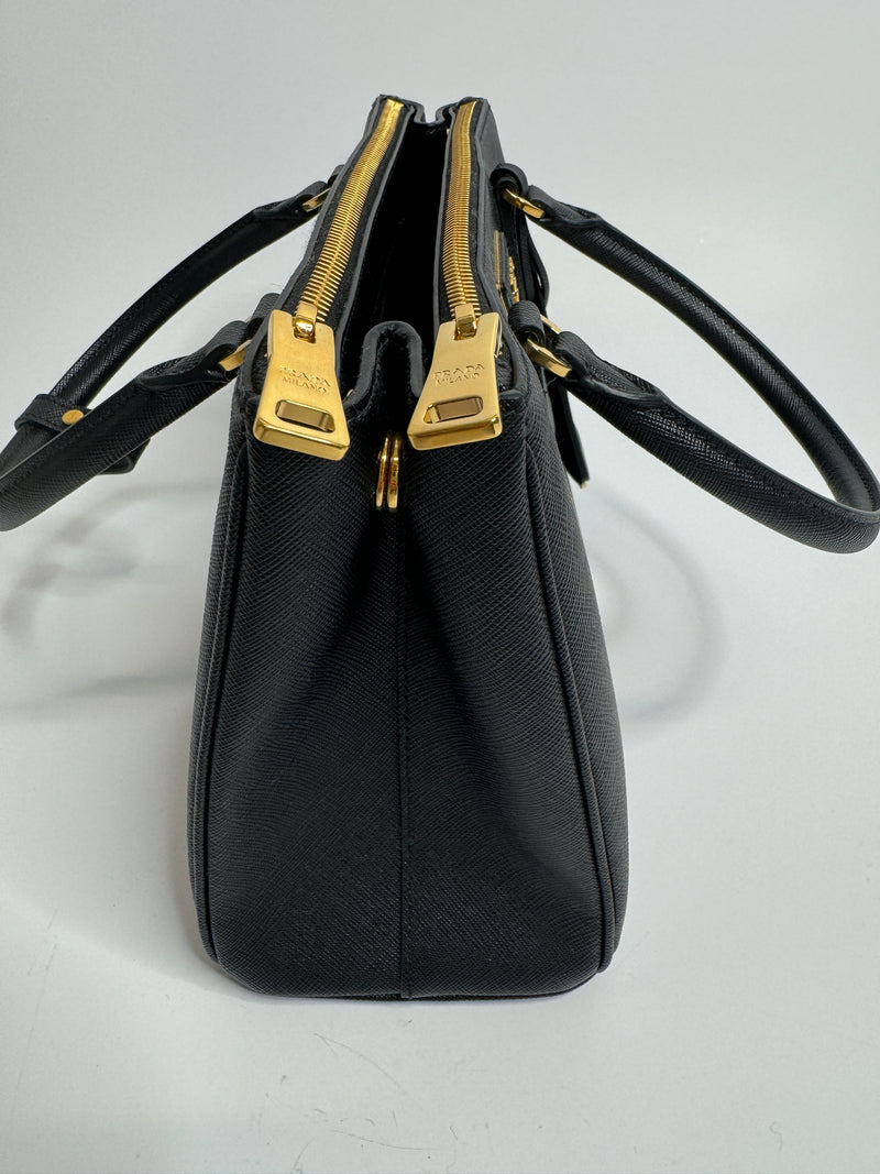 Prada Medium Galleria Tote In Black Saffiano Leather