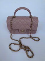 Chanel Mini Rectangular Top Handle Rose Lambskin GHW