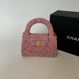 Chanel Mini Kelly Bag In Pink Tweed GHW