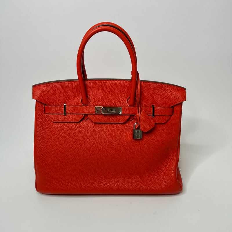 Hermès Hermes Birkin handbag 35 RED TOGO LEATHER GARANCE & PALLADIA HAND  BAG BOX ref.329440 - Joli Closet