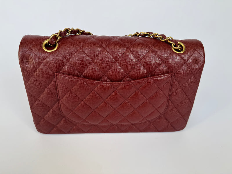 Chanel Medium Classic Quilted Flap Iridescent Burgundy Caviar GHW