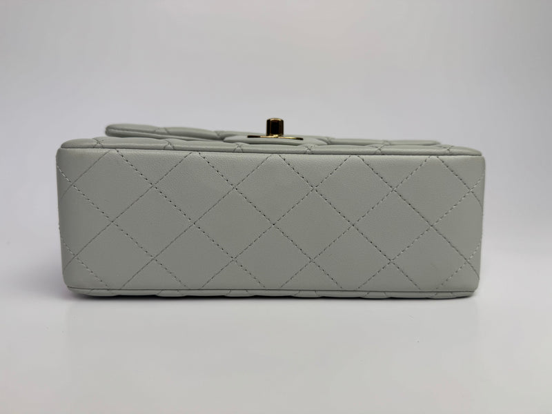 Chanel Mini Rectangle In Light Grey Lambskin With PGHW