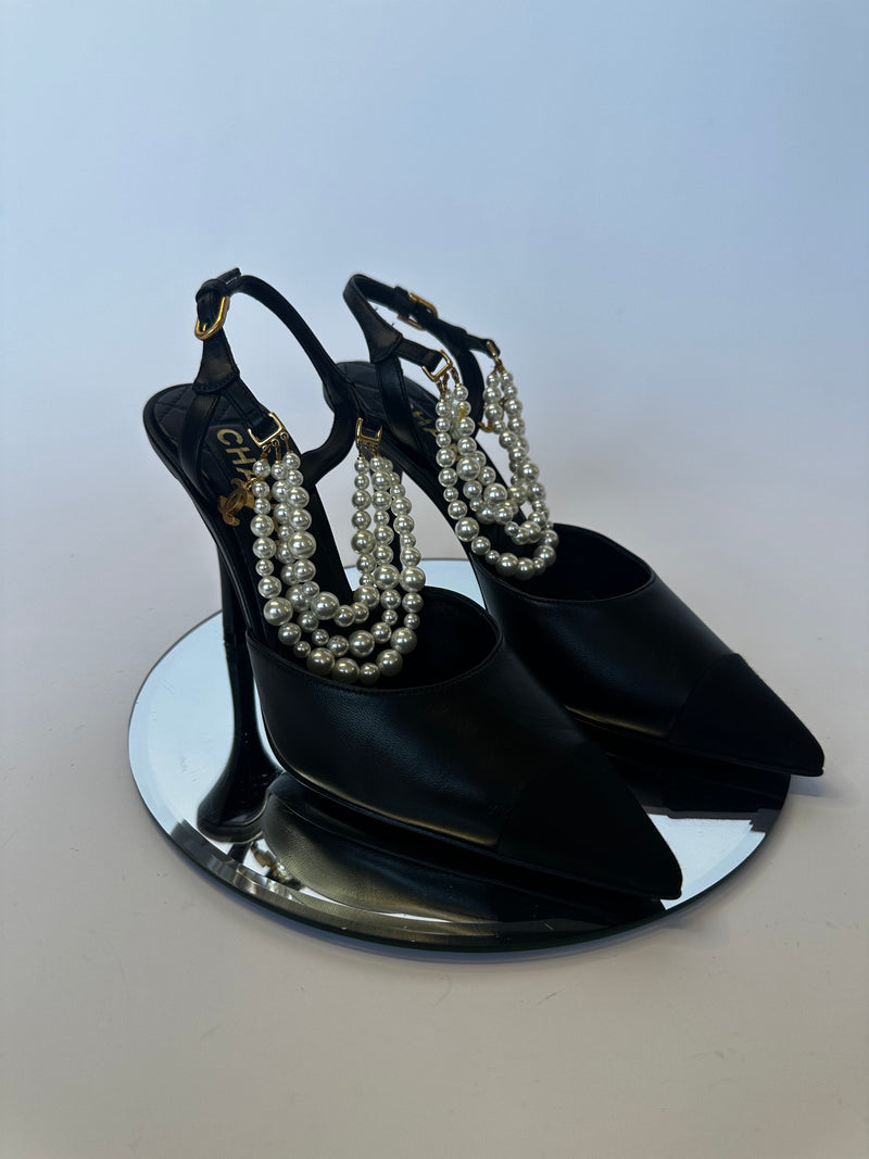 Chanel Pearl Slingbacks Pumps (Size 39 /UK 6)