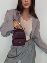 Chanel Quilted CC Mini Classic Backpack In Burgundy With PGHW