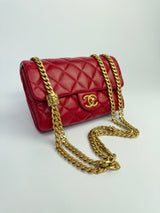 Chanel Red Lambskin Mini  Flap Bag