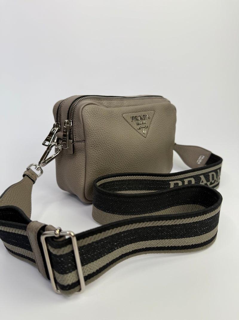 Prada Grey Saffiano Leather Crossbody Bag