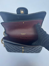 Chanel Black Lambskin Leather Jumbo Classic Double Flap GHW